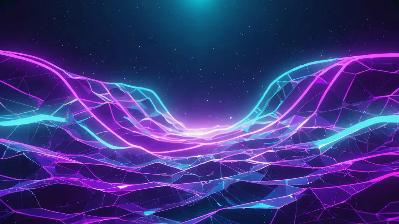 Abstract Digital Landscape with Neon Glow