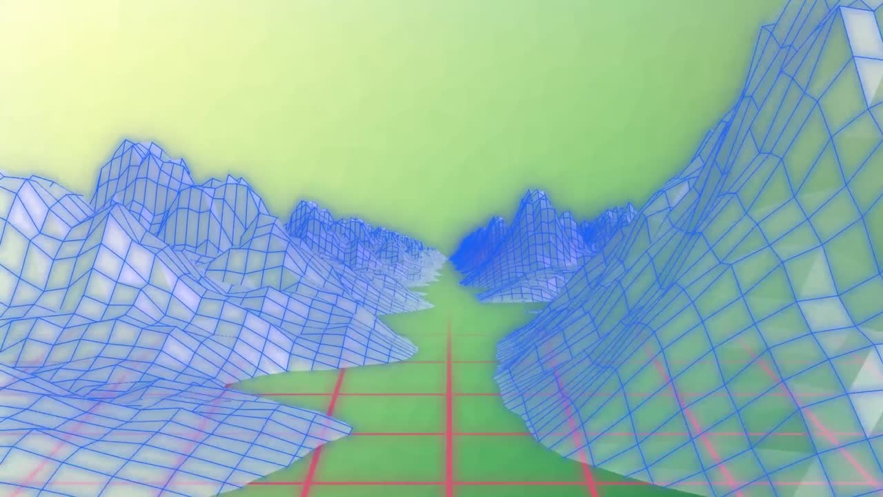 animación de montañas digitales sobre un fondo gris