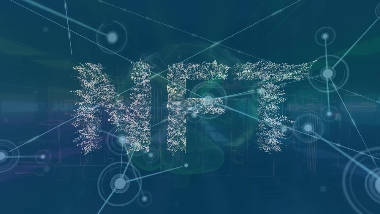 animación de nft sobre conexiones y cerebro en fondo naval