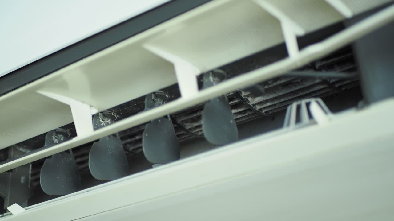 Cleaning the air conditioner from dust, mold (mould) and dirt. Cleaning the ventilator, fan and flushes out contamination from cavities. Scene C.