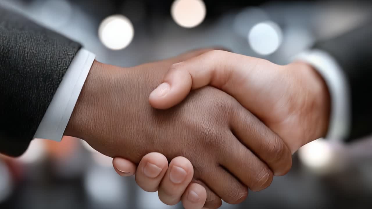A Firm Handshake Signifying Agreement and Collaboration Between Two Professionals in a Business Setting, Representing Trust and Partnership in Modern Interactions