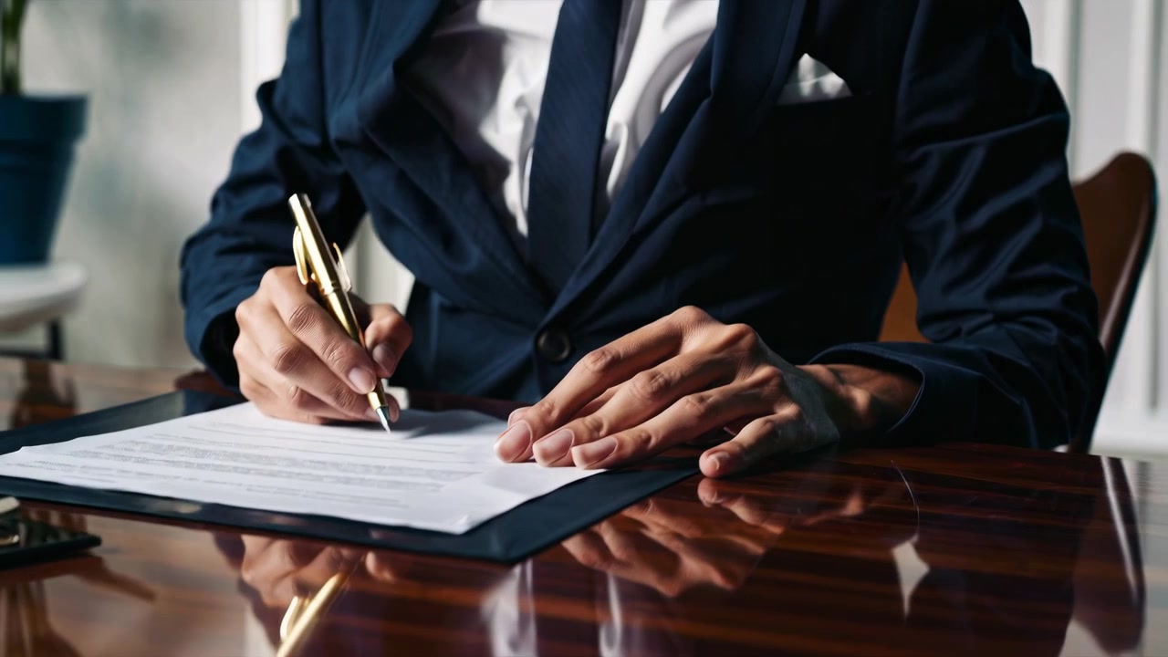 Primo piano di una persona d'affari che firma un contratto