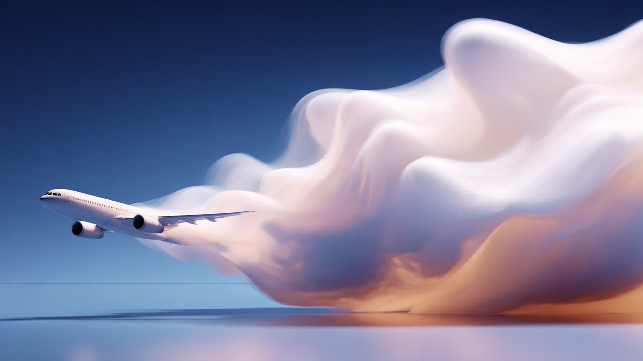 A Stunning Display of Aerodynamics: An Airplane Leaving a Trail of Colorful Smoke While Soaring Through a Beautifully Blurred Sky, Capturing Flight Dynamics in Motion
