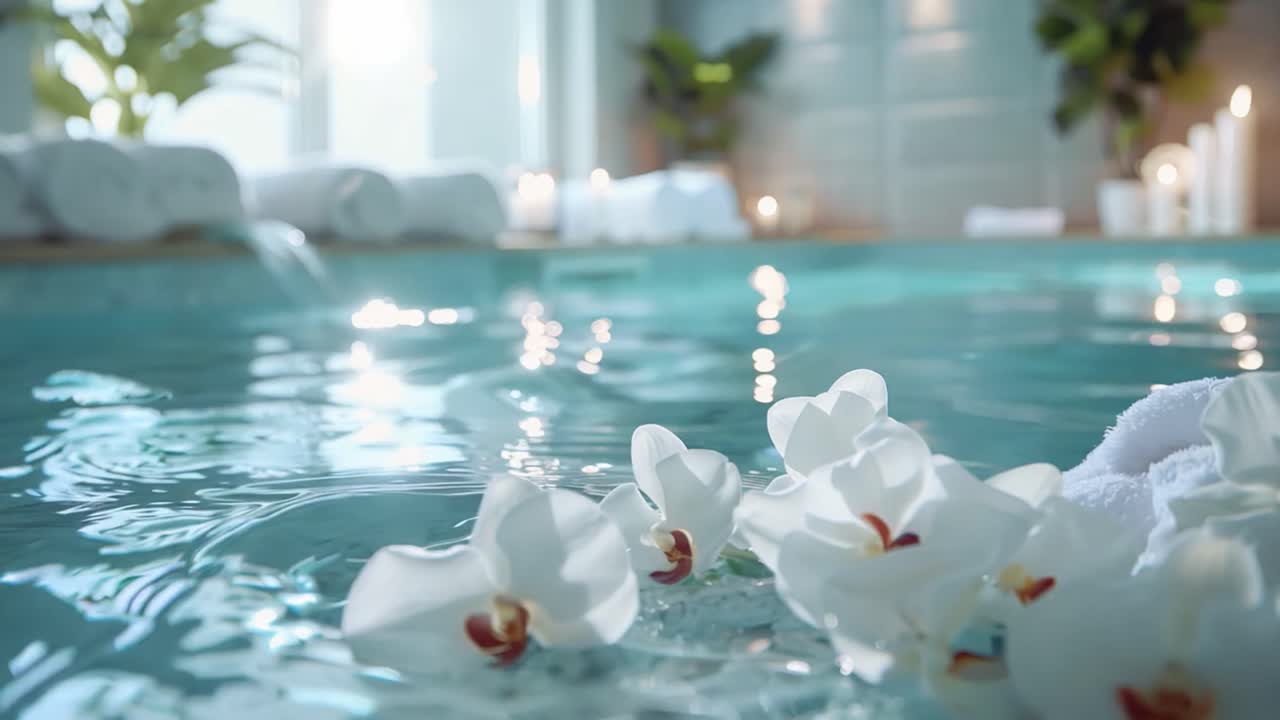 Relaxing Spa with Flowers and Water