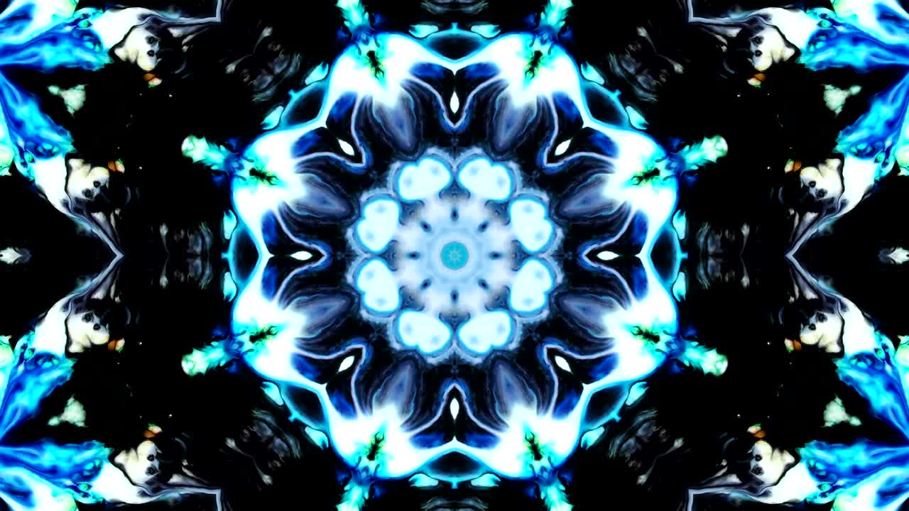 movimiento de caleidoscopio abstracto: círculos geométricos y formas de estrellas