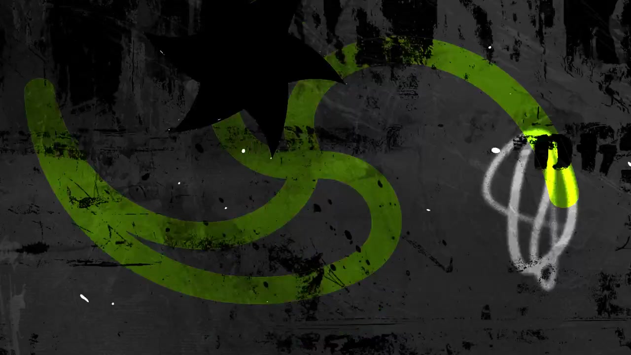 Grafica in movimento in stile grunge dinamico con forma di stella animata