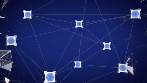 Animation-of-network-of-connections-on-dark-blue-background