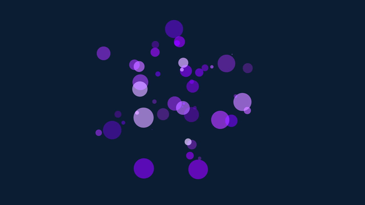 Purple circles arranged in a symmetrical circular pattern against a dark background, creating a visually captivating and harmonious composition with an ethereal feel