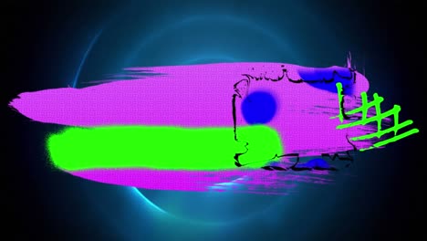 animación de formas abstractas coloridas sobre círculos azules