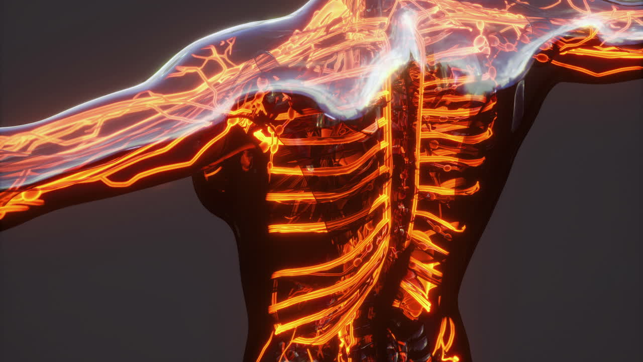Detailed visualization of human blood vessels veins and arteries in anatomy