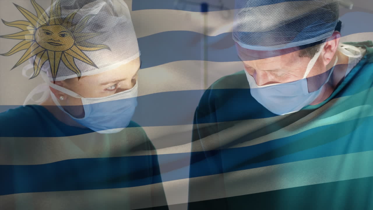 수술실 에서 외과의사 위 에 우루과이 의  ⁇ 발 이 흔들리는 애니메이션