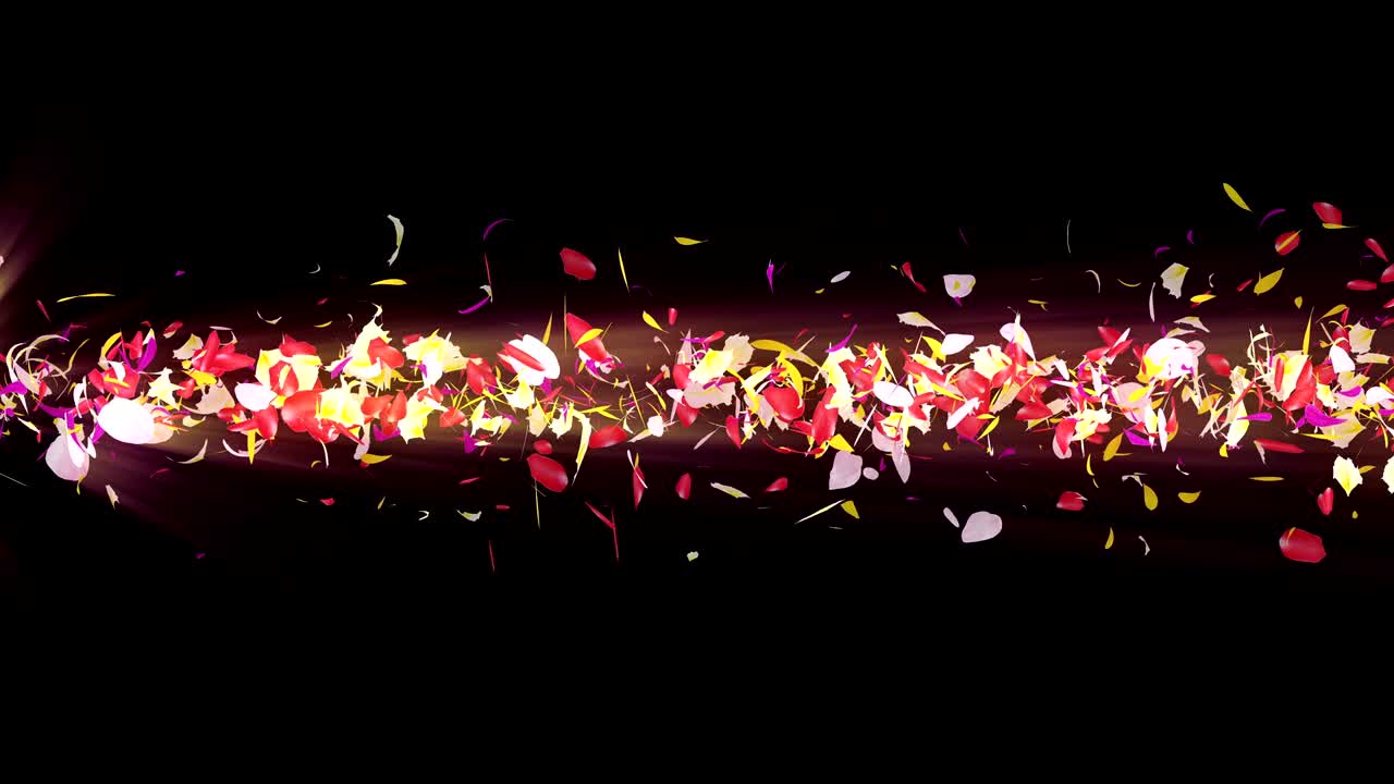 화려한 잎자루, 나선형 반이는 꽃잎, 꽃 모양, 예쁜 춤추는 꽃잎, 회전하는 꽃잎에서 소용돌이, 추상적인 루프 애니메이션.