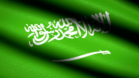 saudi arabia flag waving textile textured background. seamless loop animation. full screen. slow motion. 4k video