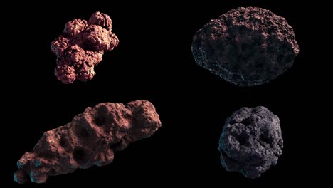 4 loop-able rotating asteroids with alpha channel