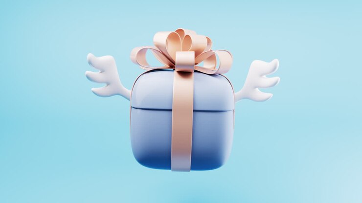 A Flying Gift Box with Wings and a Bow