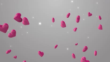 los corazones rosados caen animación