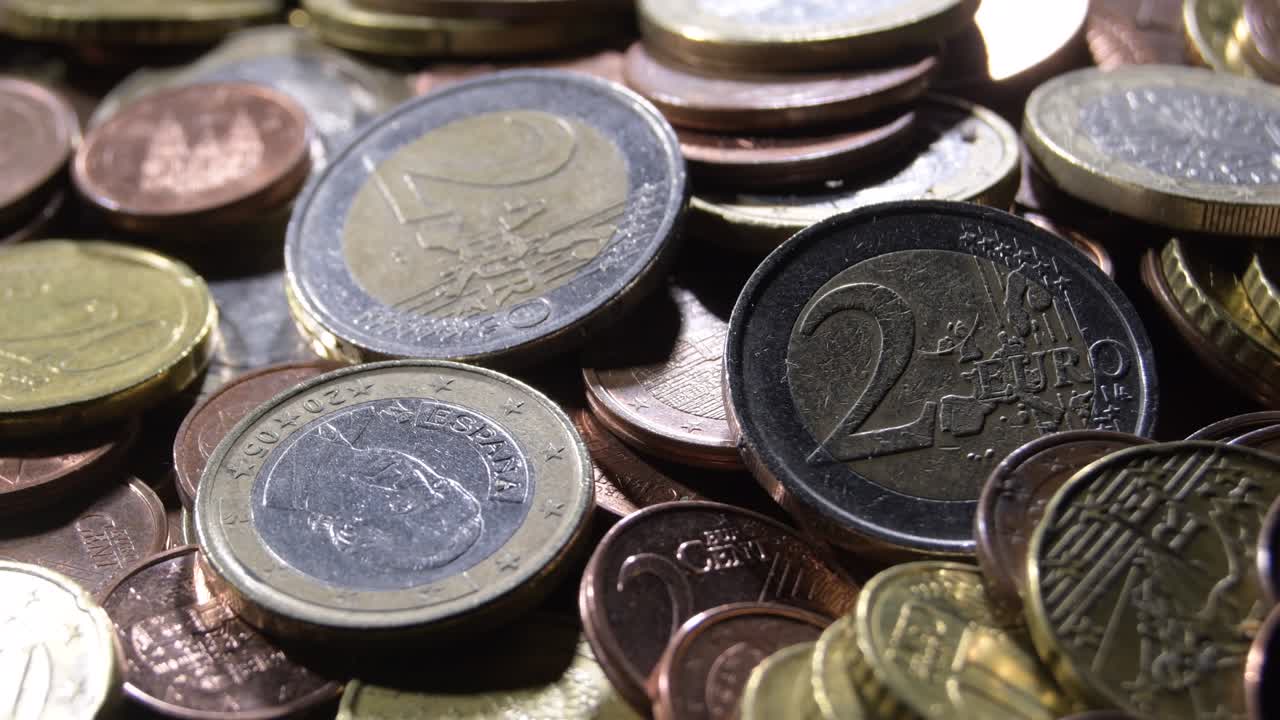 monedas del euro europeo en circulación, dinero en efectivo