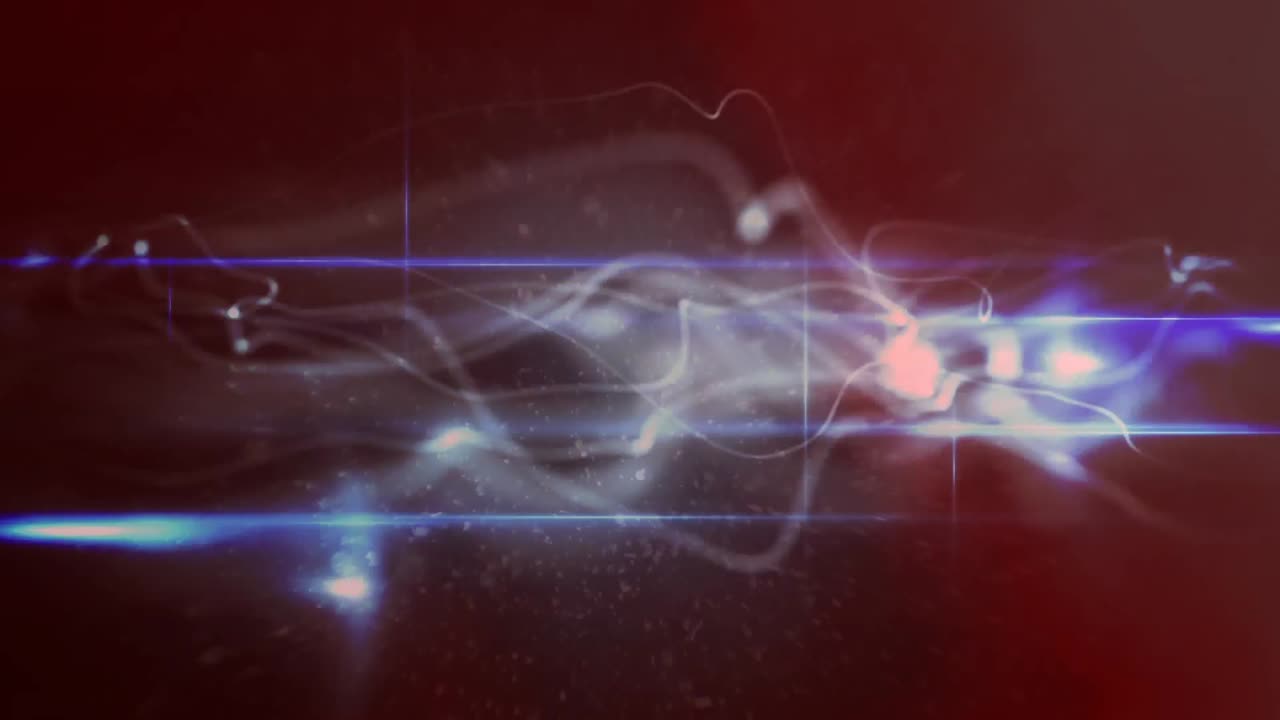 animación de una red brillante de conexiones que se mueven sobre azul oscuro con luces