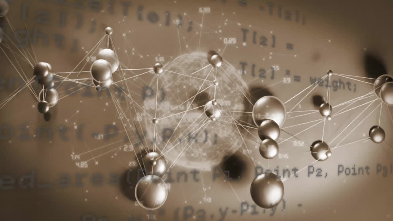 데이터 프로세싱을 통해 연결 네트워크의 애니메이션과 베이지 바탕에 지구