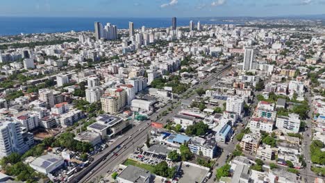 aerials of one of the main roads in the city of santo domingo in the dominican republic