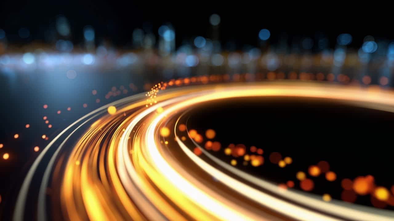 Flusso di Dati Digitali Futuristico con Scie Luminose