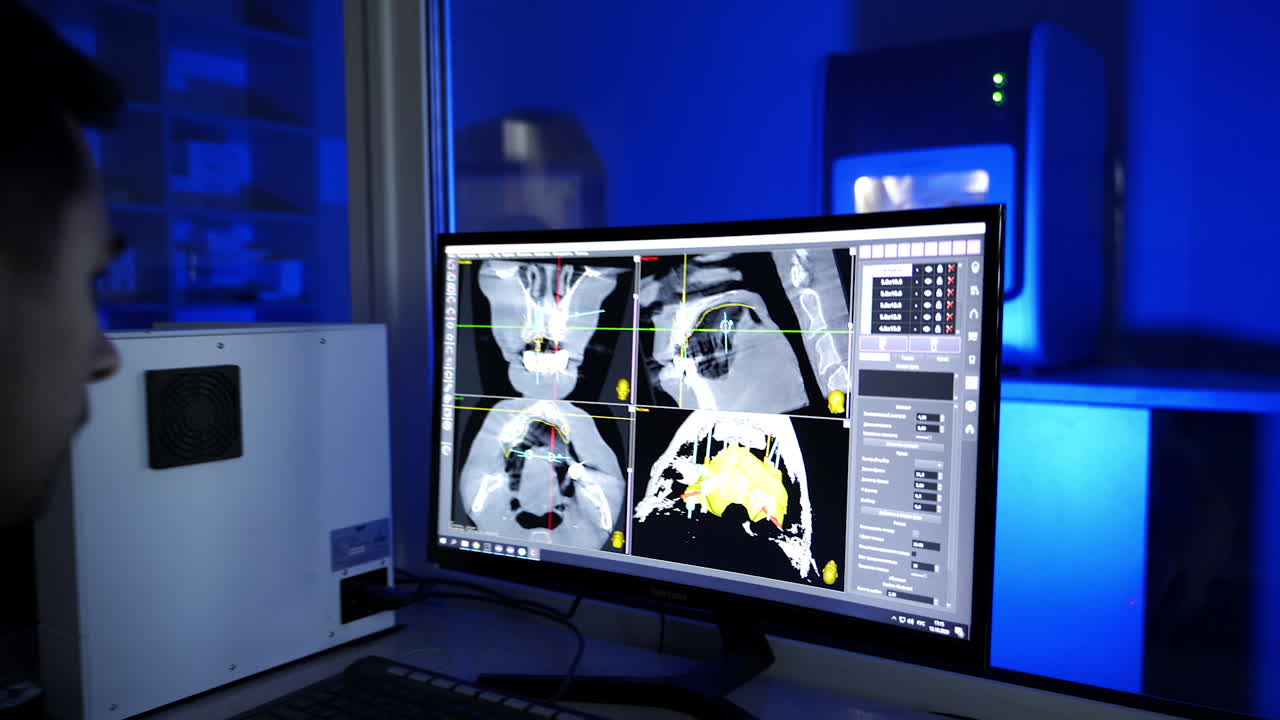 Dental technician making dentures. Modelling in dental laboratory with technician