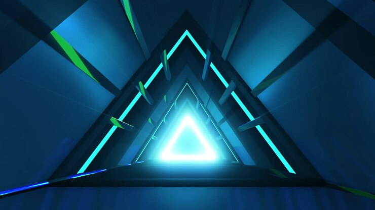 Futuristic Triangle Tunnel with Neon Lighting