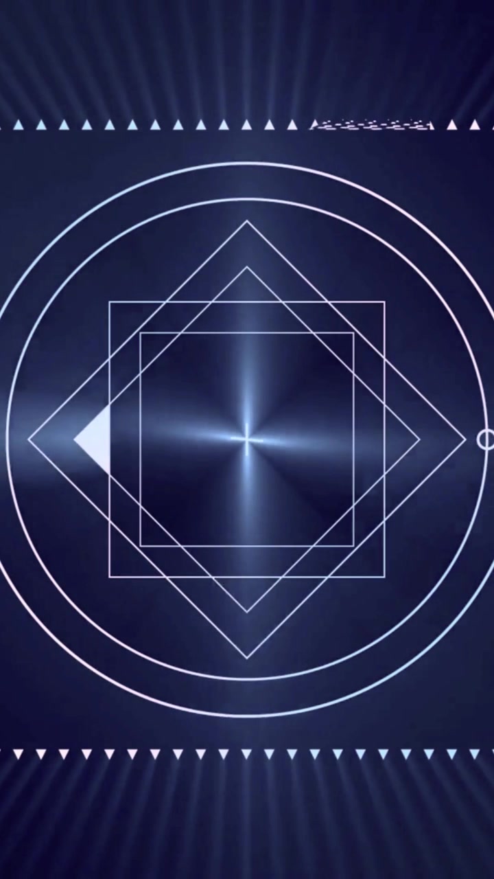 Animazione astratta dinamica di forme geometriche luminose e luce