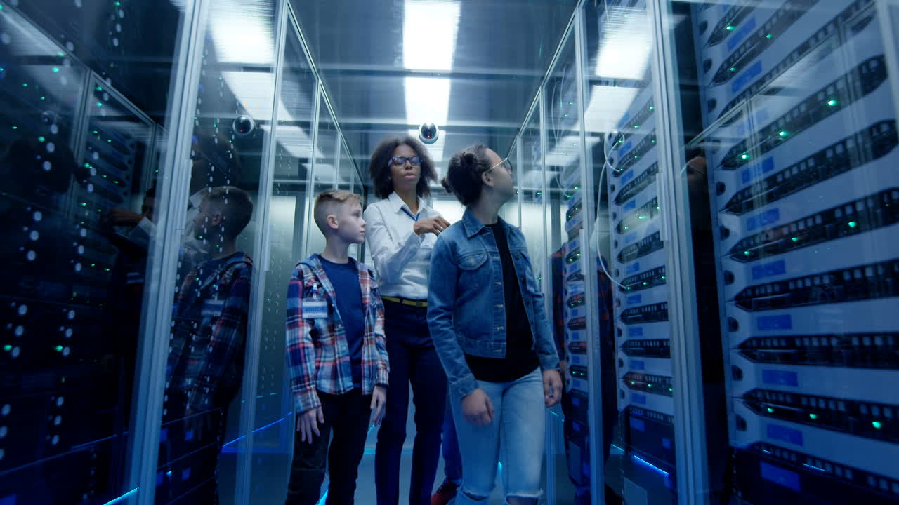 Children Learning About Servers in a Data Center