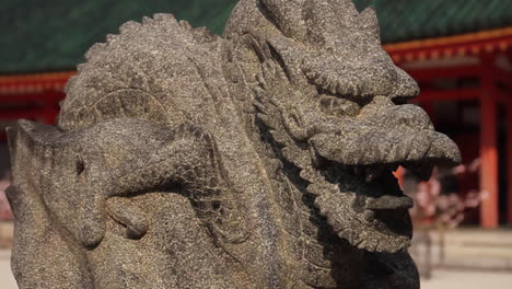 dragon statue in shrine in kyoto japan