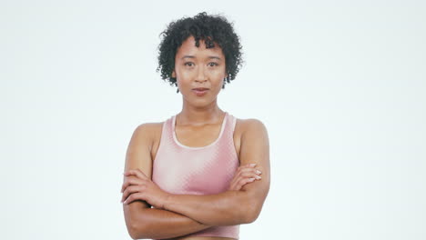 Portrait,-sports-and-woman-with-arms-crossed