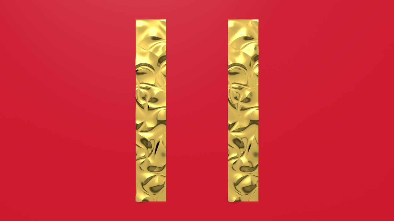 3d Looped animation of Pause button in shape of parallel lines. Wavy surface with ripples.Trendy vibrant texture, fashion textile, graphic design, animated metallic texture.