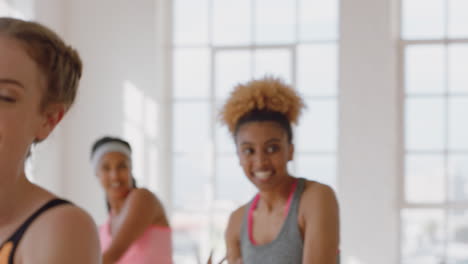 dance class group of multiracial people dancing practicing choreography moves training in fitness studio enjoying healthy active lifestyle