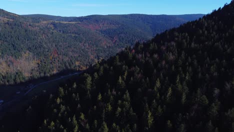 Vista-Aérea-De-La-Cordillera-Del-Bosque-Siempre-Verde-En-El-Noreste-De-Francia