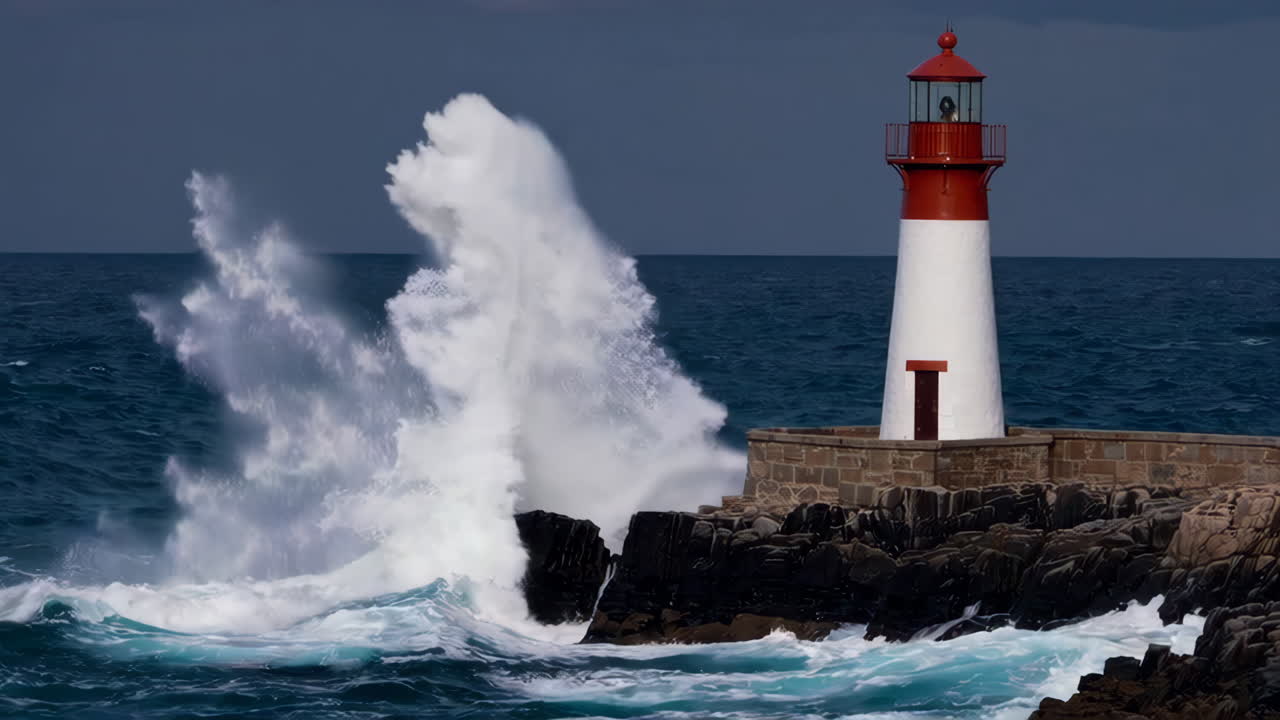 Lighthouse during a Storm at the Coast