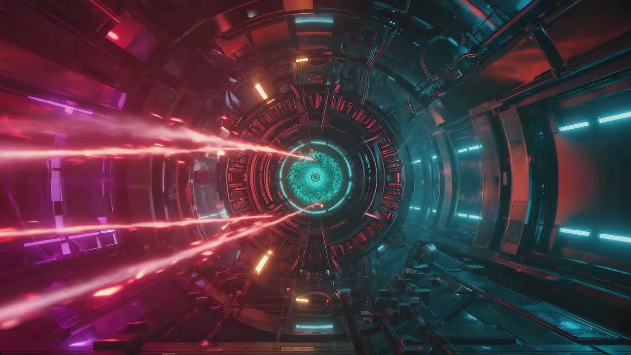 Futuristic Sci-Fi Tunnel with Laser Beams