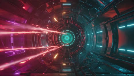 futuristic sci-fi tunnel with laser beams