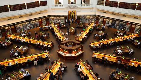 people studying in a grand library