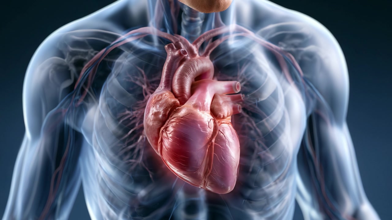 Detailed Visualization of the Human Heart Illustrating Anatomical Structure, Vascular Connections, and Physiological Function in Good Health