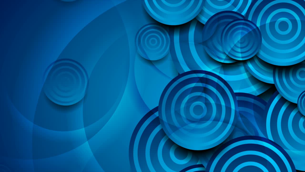 círculos y anillos brillantes azules fondo de movimiento geométrico abstracto