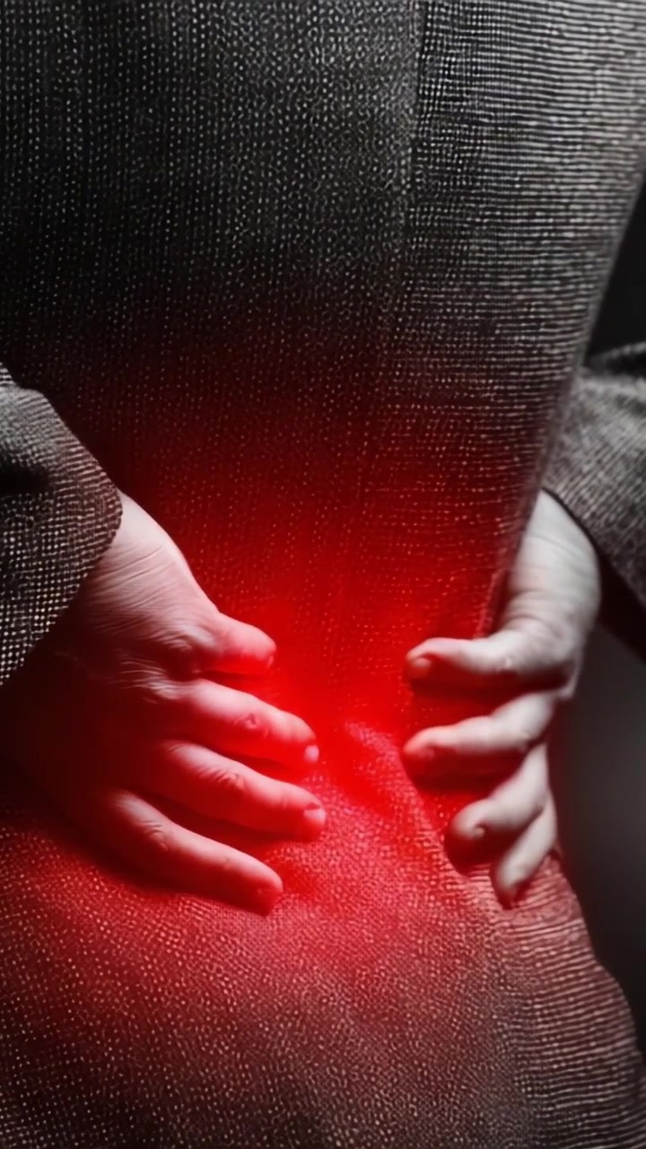 Una rappresentazione visiva del mal di schiena: Illustrare il disagio fisico e lo stress emotivo associati a problemi lombari in una luce sorprendente.