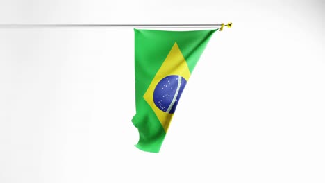 Waving-flag-of-Brazil-against-pure-white-background