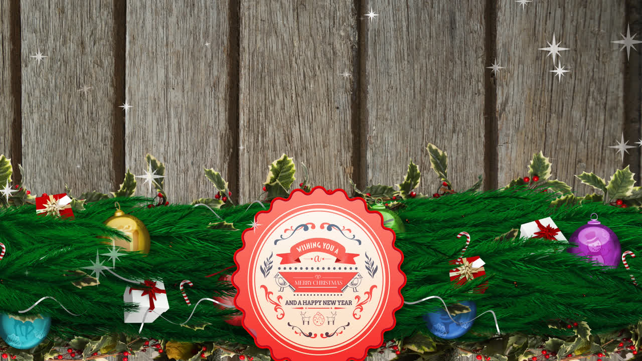 크리스마스 축하 텍스트의 애니메이션 소나무와 눈이 떨어지는