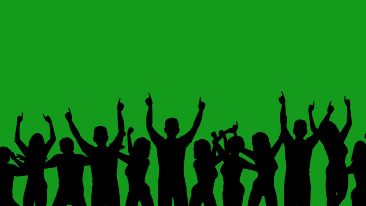 multitud bailando gráficos de movimiento de pantalla verde