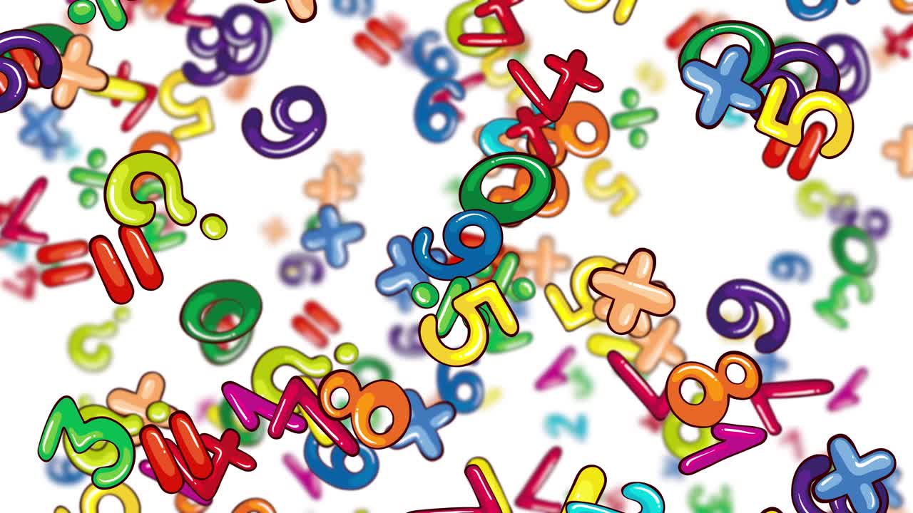 números y símbolos vibrantes que caen dinámicamente