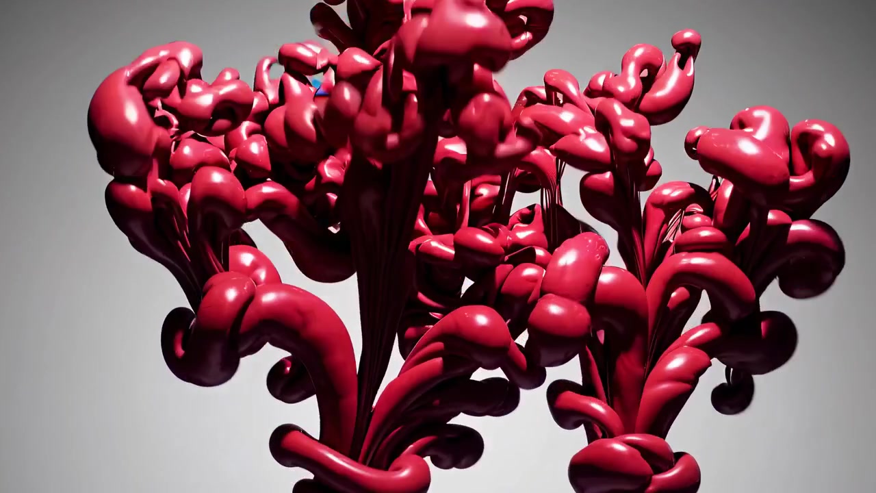 Abstract Animation of Colorful Liquid Ink Swirling in Water