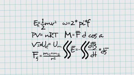 Animation-of-mathematical-formulae-on-white-squared-background