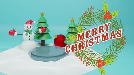 Animation-Von-Weihnachtsgrüßen-über-Weihnachtsdekorationen-Auf-Blauem-Hintergrund