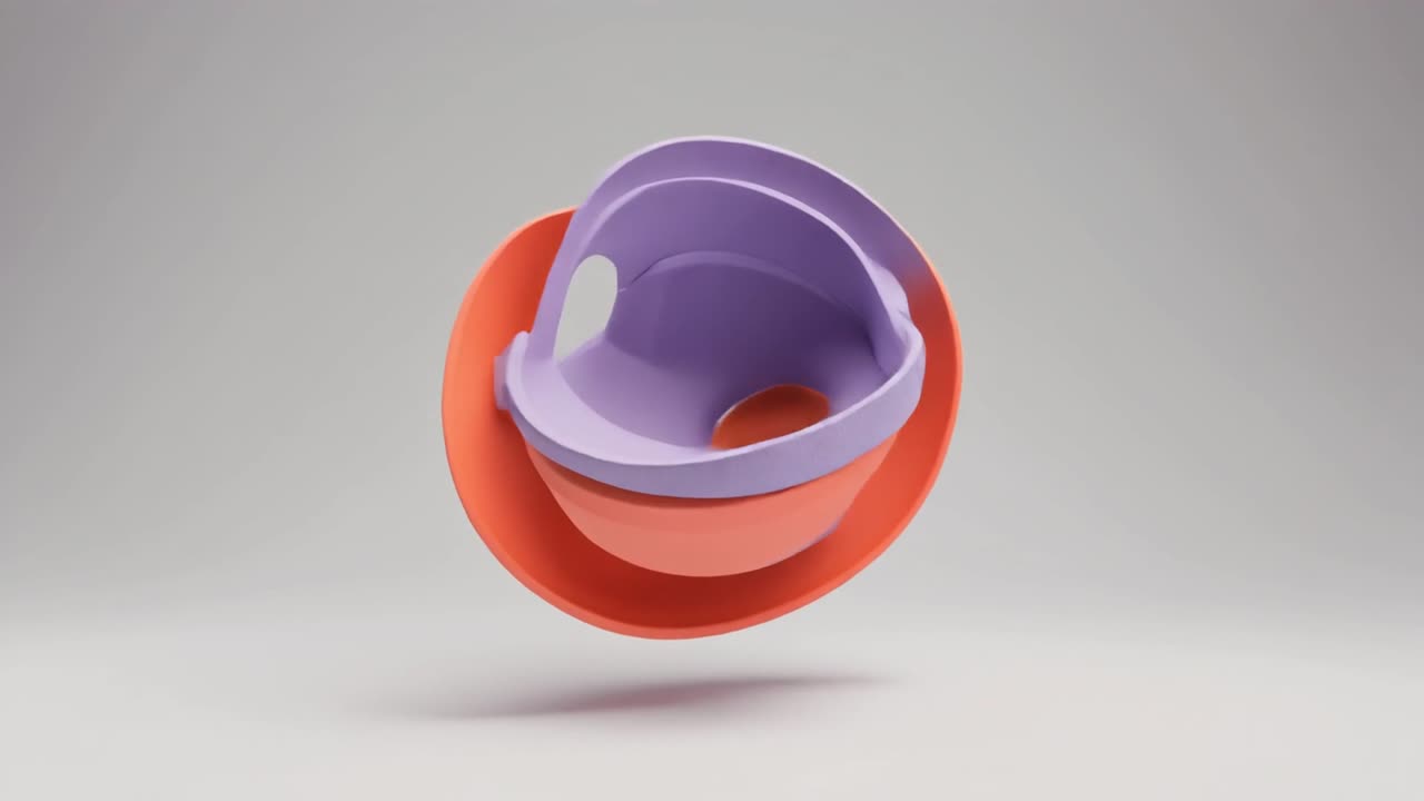 Orange Safety Hard Hat Rotating and Assembling in 3D