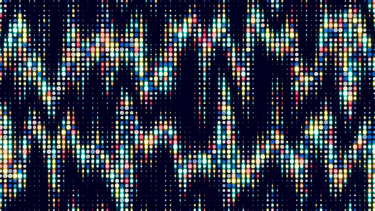 Vibrant Glowing Dots Forming an Abstract Equalizer Pattern